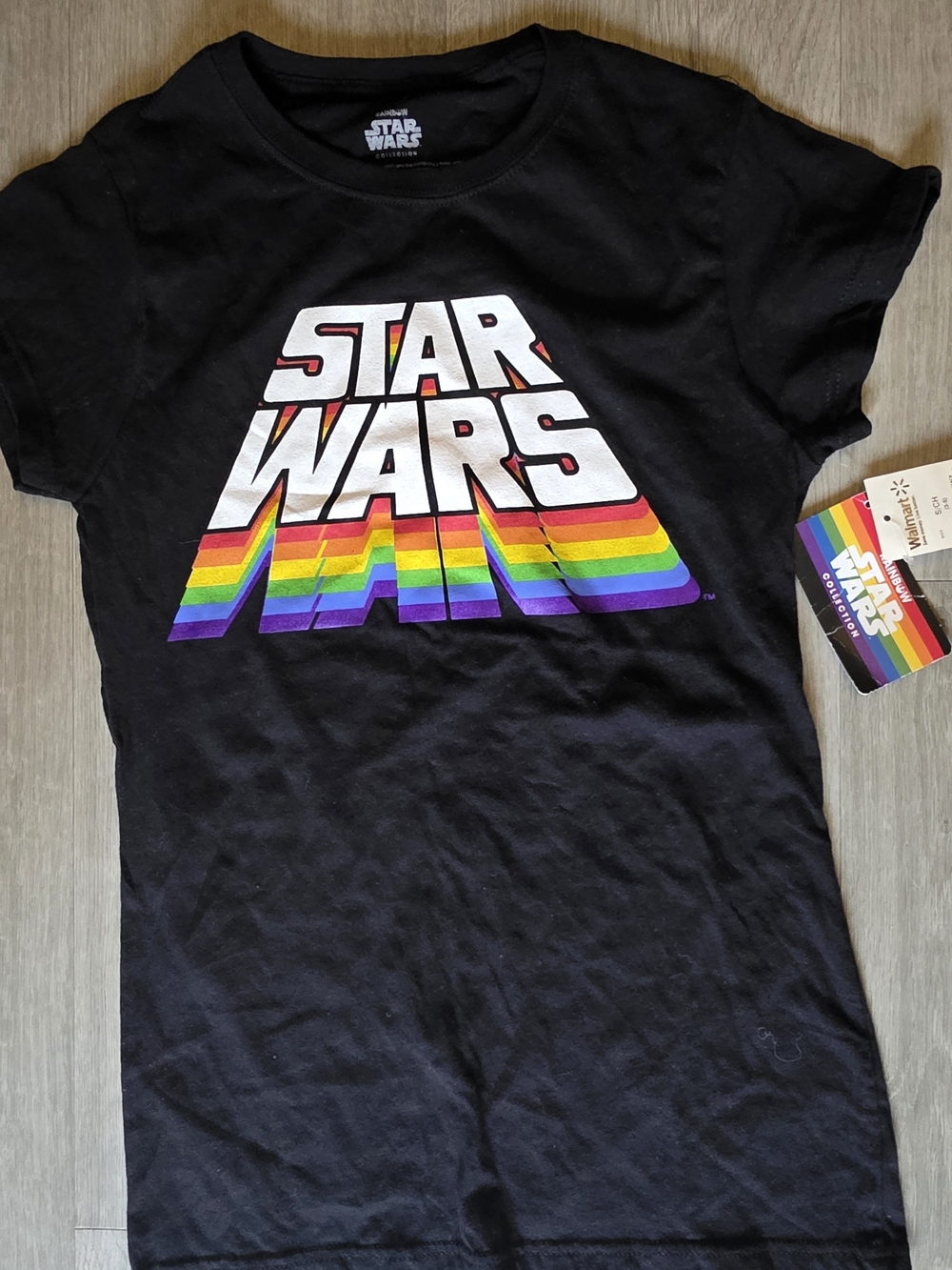 Rainbow Star Wars Juniors Black Graphic Tee